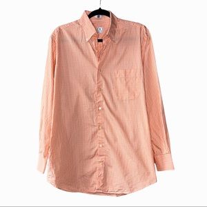 Peter Millar Checkered Orange Cotton Button Down Long Sleeve Dress Shirt